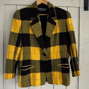 Ellen Tracy Yellow & Black Plaid Blazer